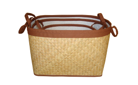 TT-160317- Palm leaf basket, natural color, set 3