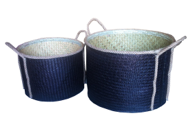 TT-160313/2- Palm leaf basket, set 2, black color