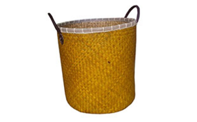 TT-160308 - Laudry palm leaf basket with leather handles
