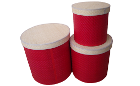 TT-160318- Palm leaf box with lids, red color- set 3.