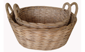 TT- 160705 - Round rattan basket with handles, set 2.