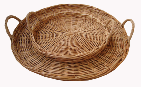 TT- 160706/2 - Round rattan tray with handles, set 2.