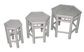 TT-201481 Bamboo stool, white painting color, set of 3