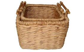 TT-R1308/2 Twisted water hyacinth basket, natural color, set of 2