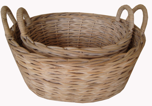 TT- 160705 - Round rattan basket with handles, set 2.